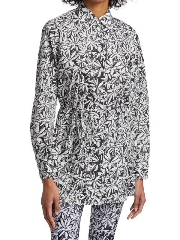 Rosetta Getty Black & White Floral Button-Up Tunic
